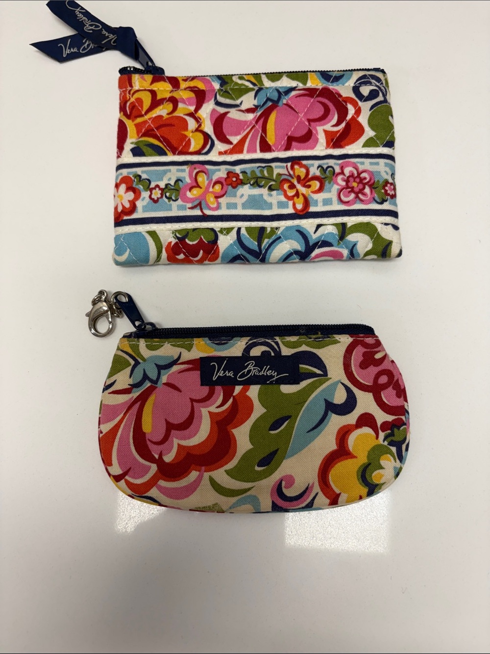 Vera Bradley Floral Zip Coin Pouch & Mini Card Case - Pink, Red, Blue, Green